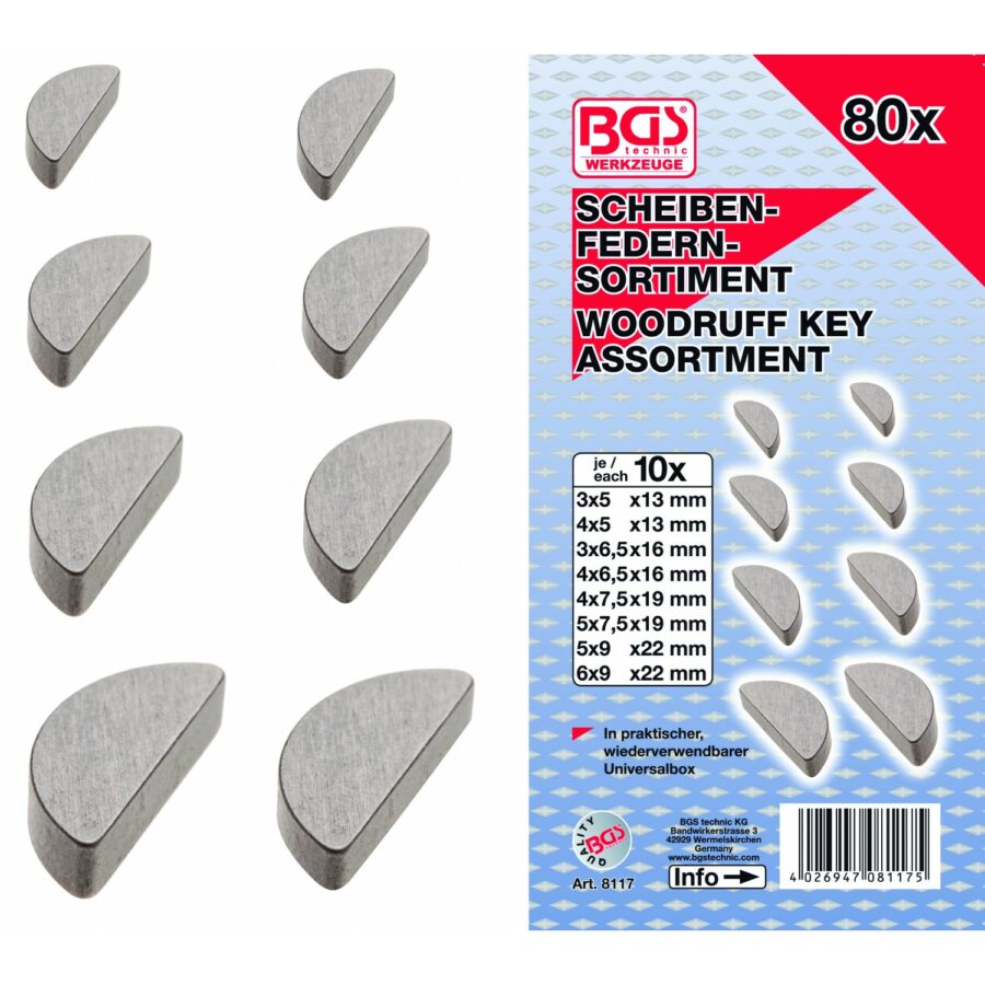 Woodruff Key Assortment | 80 pcs. (8117) - 8117 salidzini kurpirkt cenas
