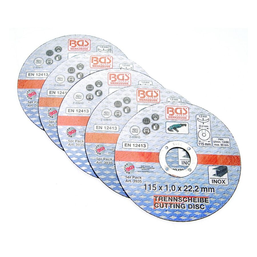 Cutting Discs for Stainless Steel | Ø 115 x 1.0 x 22.2 mm | 5 pcs. (3935) - 3935 salidzini kurpirkt cenas