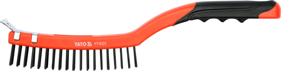 Plastic handle wire brush 3 rows (YT-6331) - YT-6331 salidzini kurpirkt cenas