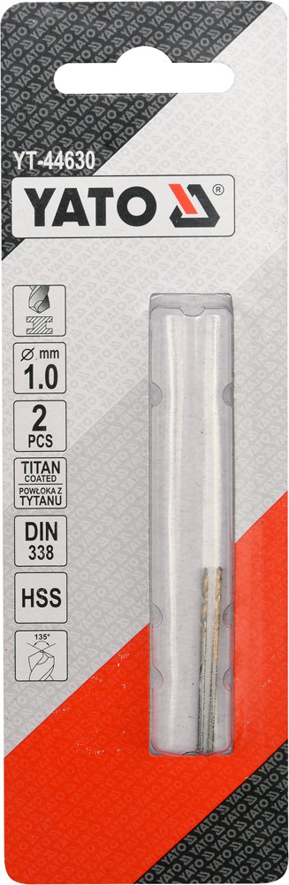 TWIST DRILL BIT HSS-TiN 1 MM - 2 PCS (YT-44630) - YT-44630 salidzini kurpirkt cenas