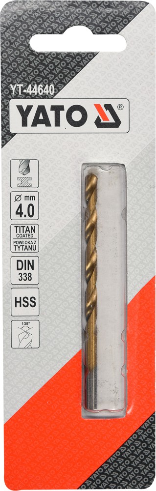 TWIST DRILL BIT HSS-TiN 4 MM (YT-44640) - YT-44640 salidzini kurpirkt cenas
