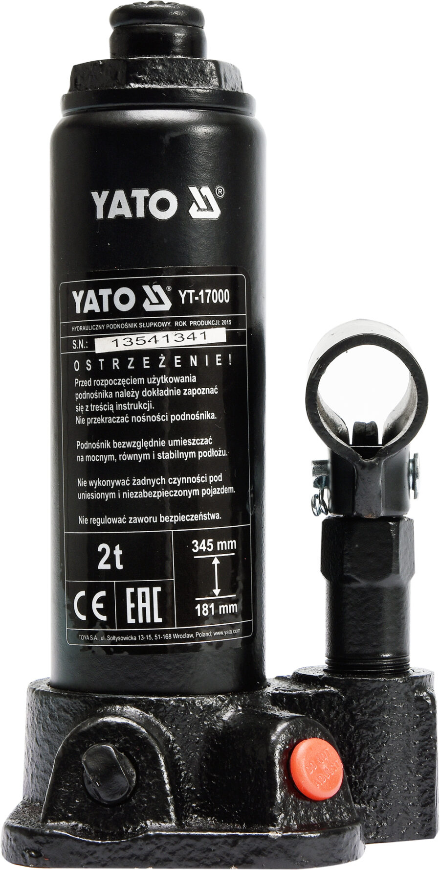 Hydraulic Bottle Jack 2T (YT-17000) - YT-17000 salidzini kurpirkt cenas