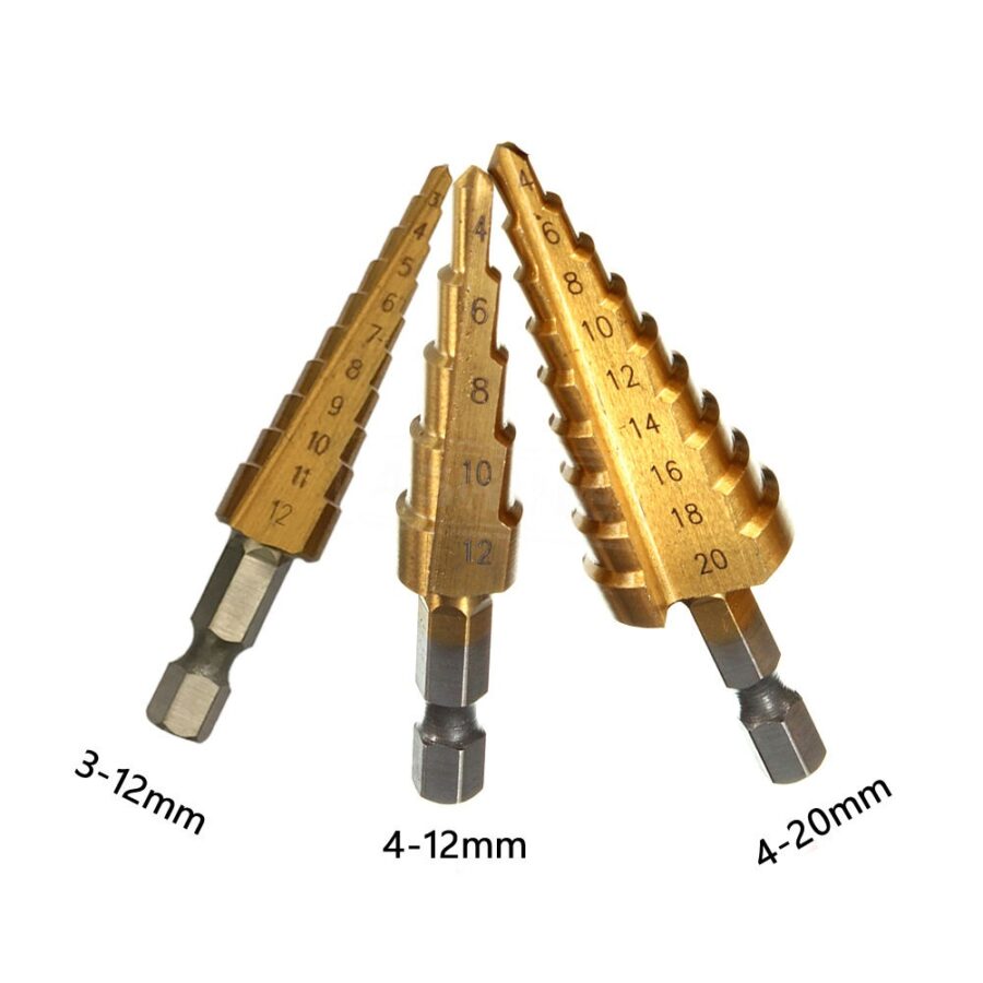 3pcs HSS titanium coated step drill set (SK1616) - SK1616 salidzini kurpirkt cenas