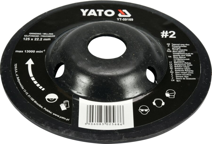 Tapered rasp disc 125mm No2 (YT-59169) - YT-59169 salidzini kurpirkt cenas