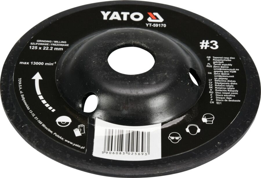 Tapered rasp disc 125mm No3 (YT-59170) - YT-59170 salidzini kurpirkt cenas