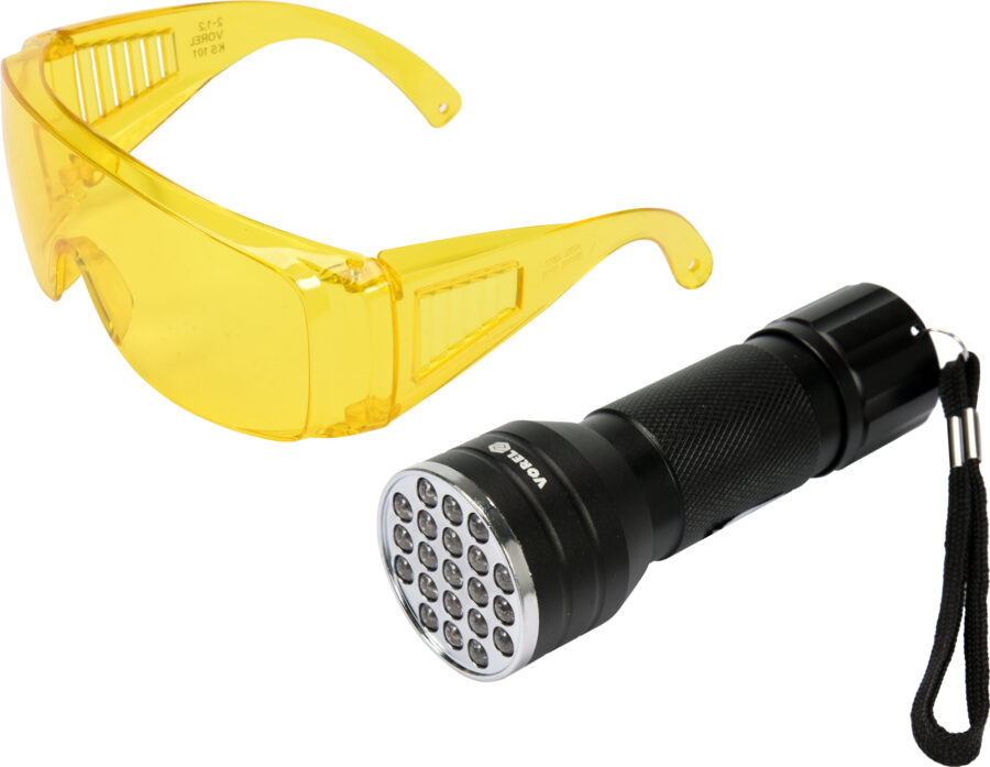 UV 21 LED flashlight and glasses (82756) - 82756 salidzini kurpirkt cenas