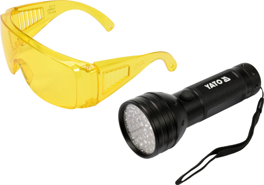 UV 21 LED flashlight and glasses (YT-08581) - YT-08581 salidzini kurpirkt cenas