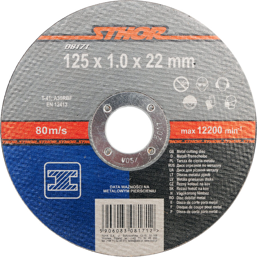 Metall cutting disc 125 x 1 x 22 mm "Sthor" (08171) - 8171 salidzini kurpirkt cenas