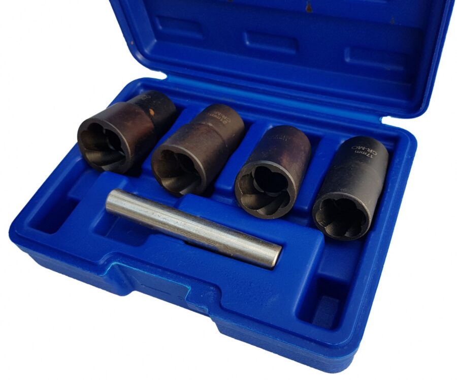 Extended head set for damaged bolts | 17/19/21/22 mm | 4 pcs. (V1743) - V1743 salidzini kurpirkt cenas