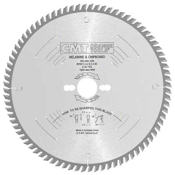 Zāģripa laminātam 250x3.2x30mm Z80 a=10° TCG