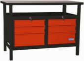 Darba galds P1200SS - slēdzami atvilktņu bloki - Melns ar sarkanu - SIA ZEMGALI - Noliktavai un Industrijai>Darbnīcas darba galdi