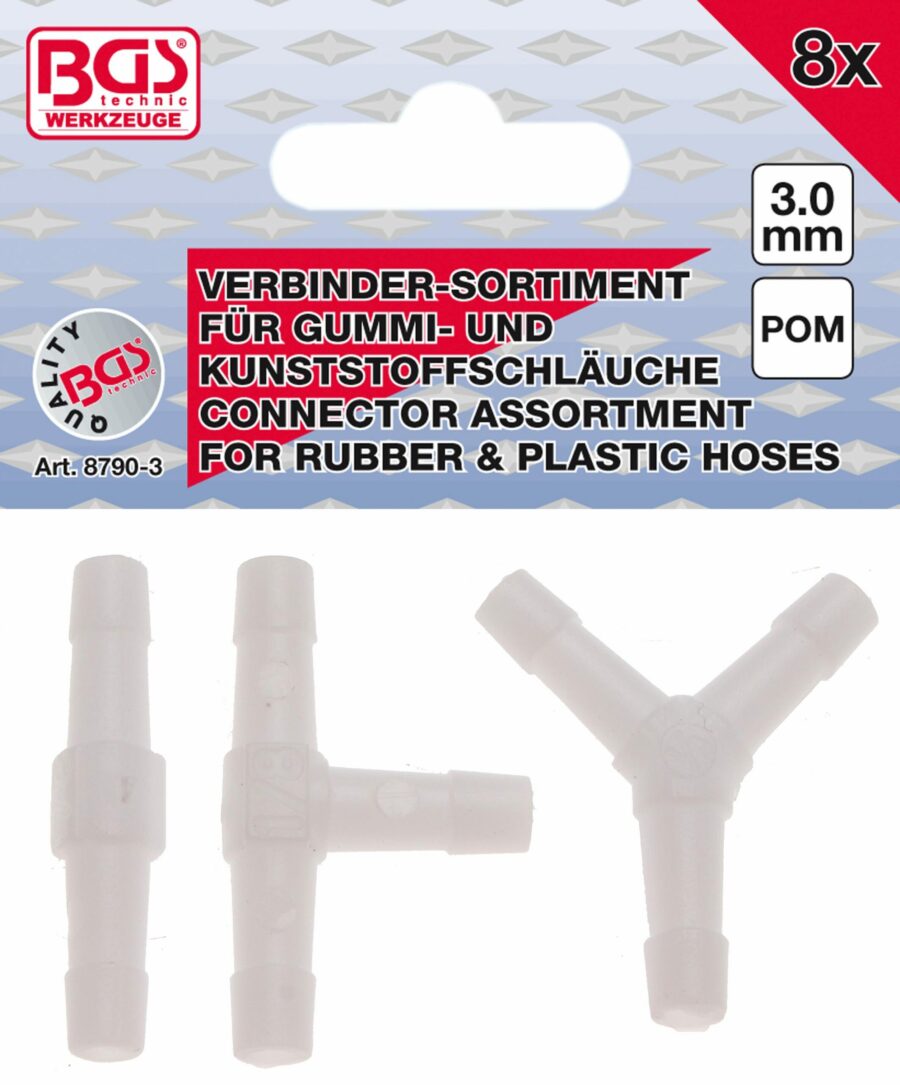 Hose Connector Assortment | Fuel Resistant | 3 mm | 8 pcs. (8790-3) - 8790-3 salidzini kurpirkt cenas