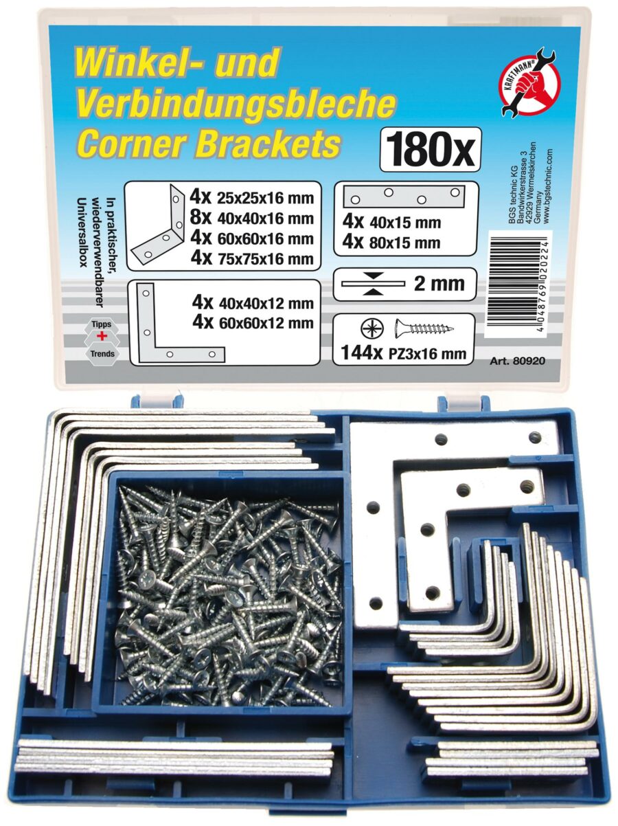 Corner Bracket Set | 180 pcs. (80920) - 80920 salidzini kurpirkt cenas