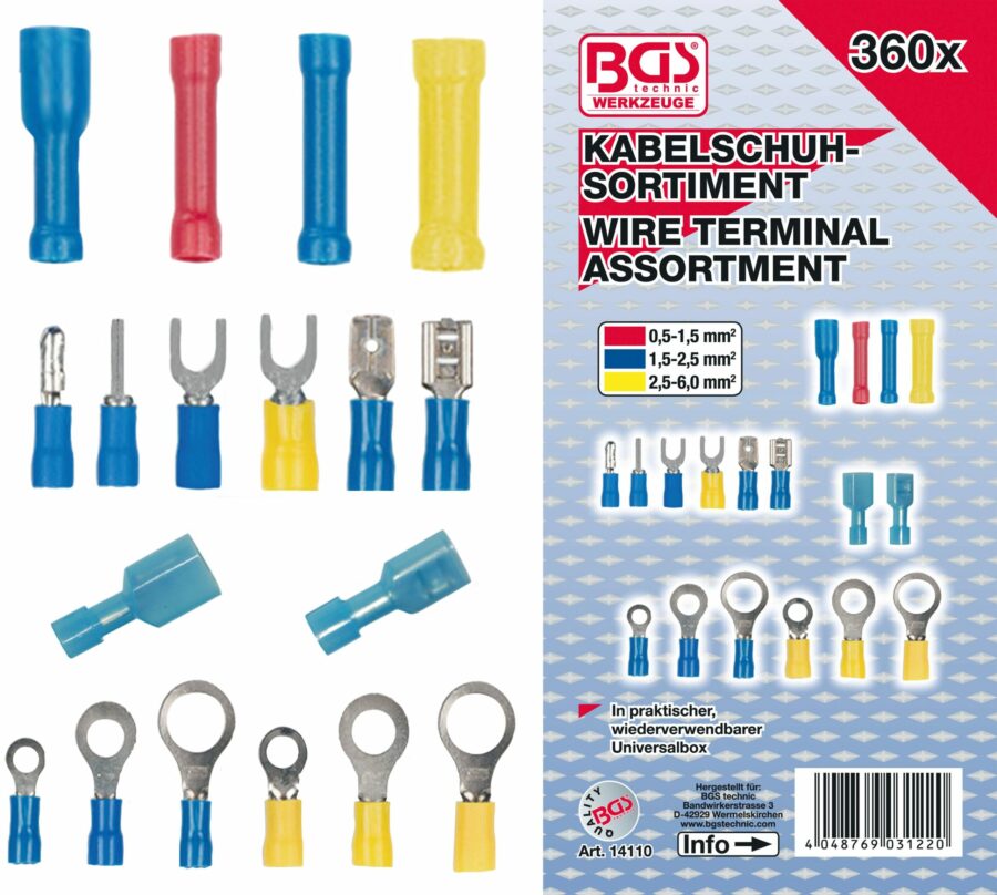 Cable Lug Assortment | 360 pcs. (14110) - 14110 salidzini kurpirkt cenas