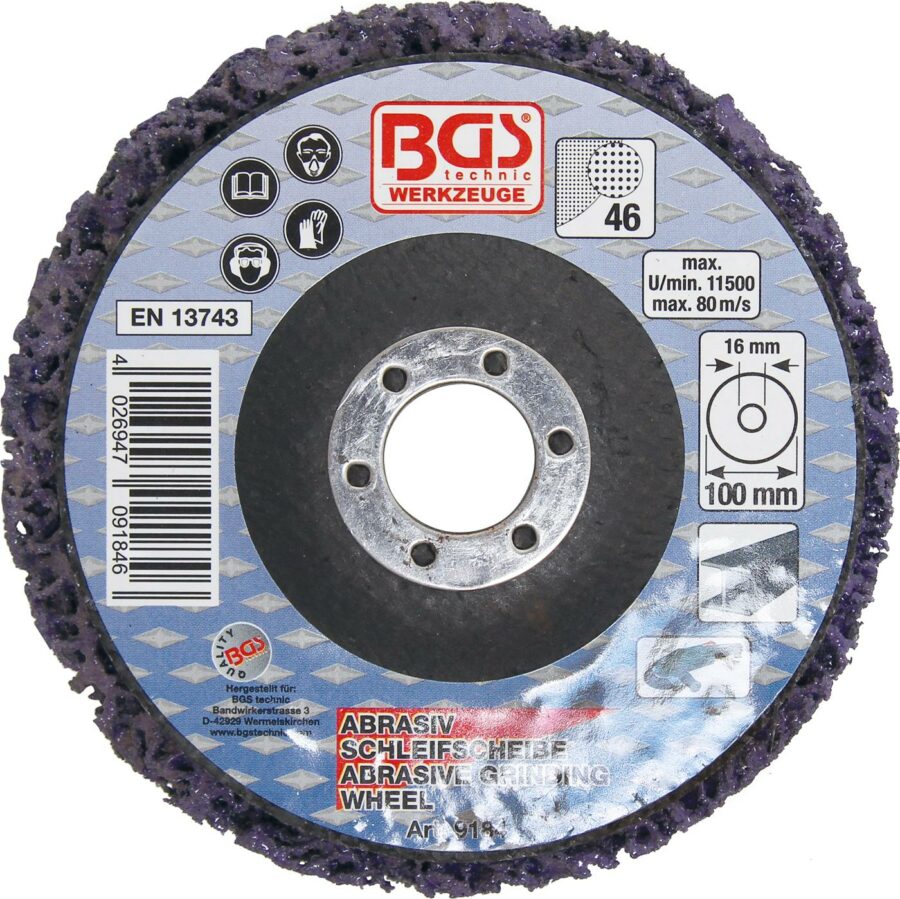 Abrasive Grinding Wheel | black | Ø 100 mm | 16 mm mounting hole (9184) - 9184 salidzini kurpirkt cenas