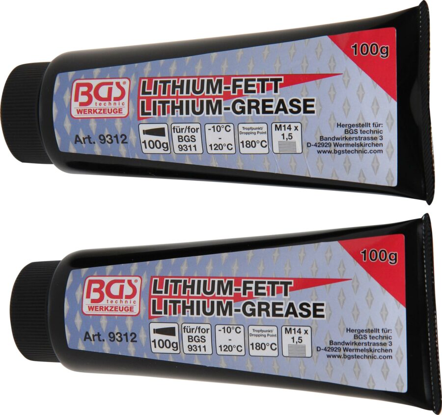Lithium Grease for Grease Gun BGS 9311 | 2 Tubes (9312) - 9312 salidzini kurpirkt cenas