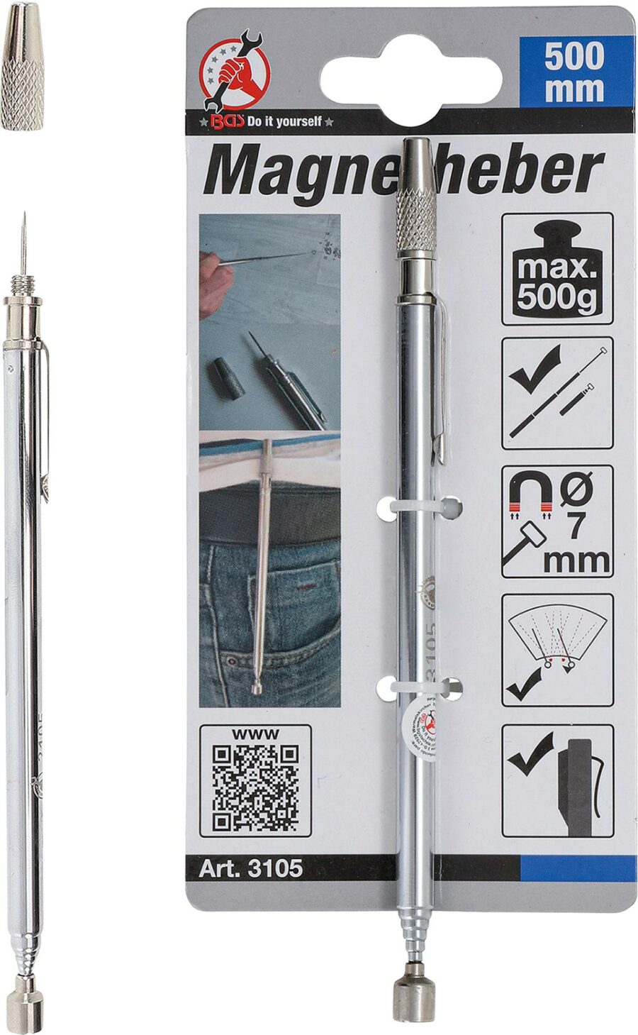 Magnetic Lifter | 500 mm | Capacity 0.5 kg (3105) - 3105 salidzini kurpirkt cenas