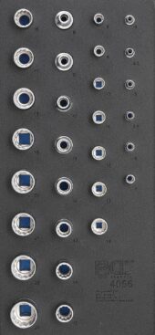 Tool Tray 1/3: Sockets 12-point | 6.3 mm (1/4") and 12.5 mm (1/2") | 29 pcs. (4056) - 4056 salidzini kurpirkt cenas