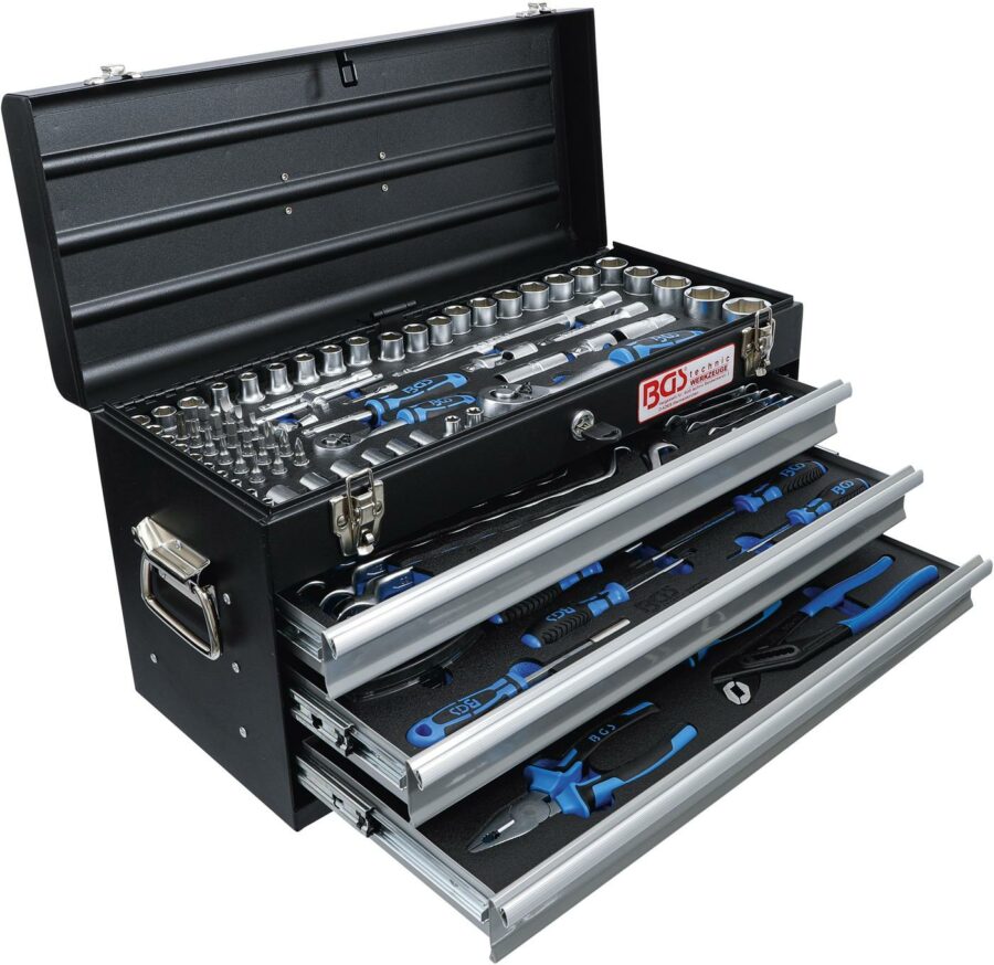 Metal toolbox | 3 drawers | with 143 tools (3318) - 3318 salidzini kurpirkt cenas