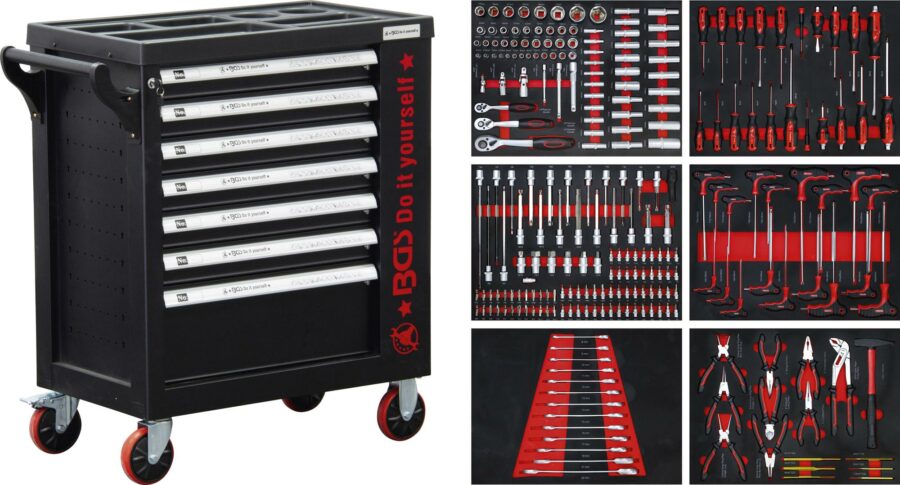 Workshop Trolley | 7 Drawers | 1 Side Door | with 250 Tools (6058) - 6058 salidzini kurpirkt cenas