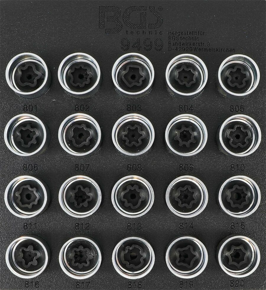 Rim lock socket set for Audi | 20 pcs (9499) - 9499 salidzini kurpirkt cenas