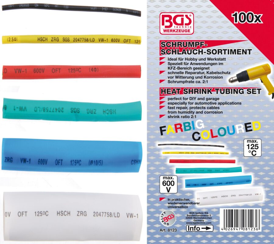 Shrink Tube Assortment | coloured | 100 pcs. (8123) - 8123 salidzini kurpirkt cenas