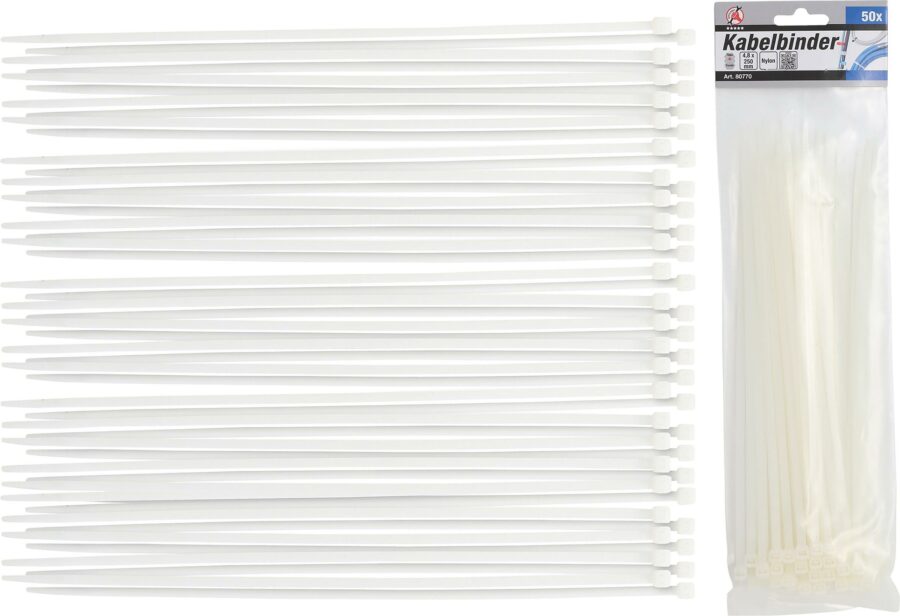 Cable Tie Assortment | white | 4.8 x 250 mm | 50 pcs. (80770) - 80770 salidzini kurpirkt cenas